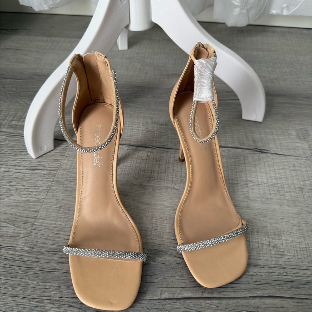 Staccato Beige Heels with Silver Accents